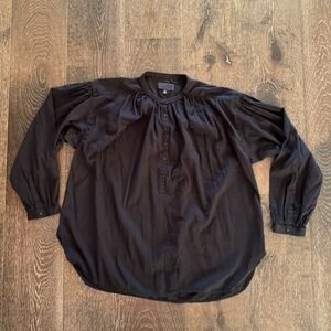 Nili Lotan Marcel Black Shirt Women's Sz S Top Oversized Long Sleeve Minimalist